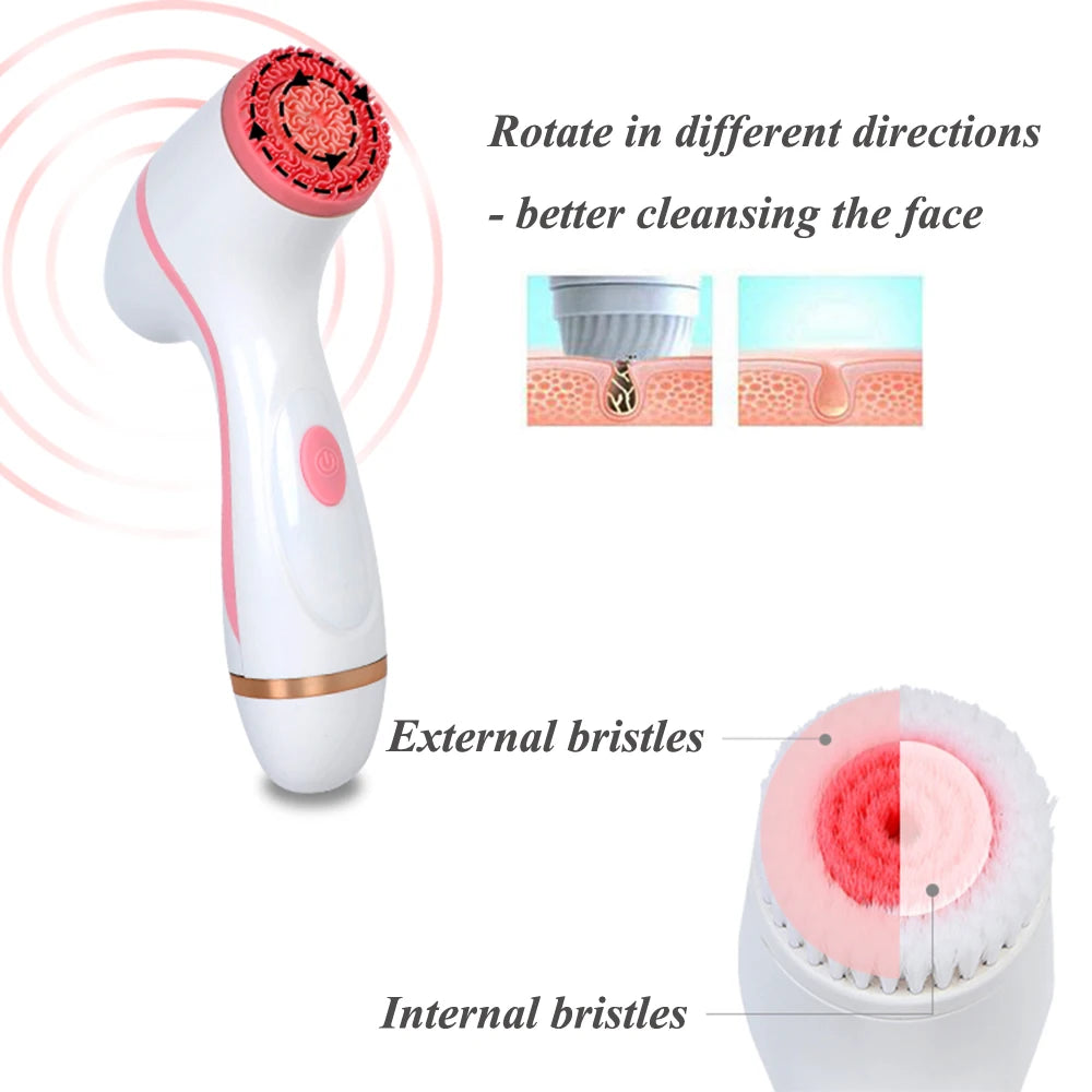 Facial Cleansing Brush Sonic Face Spin Brush Set