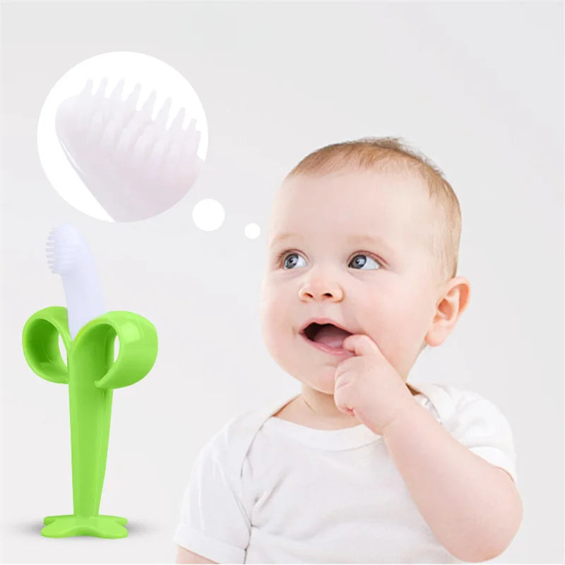 Baby Silicone Training Toothbrush BPA Free Banana Shape